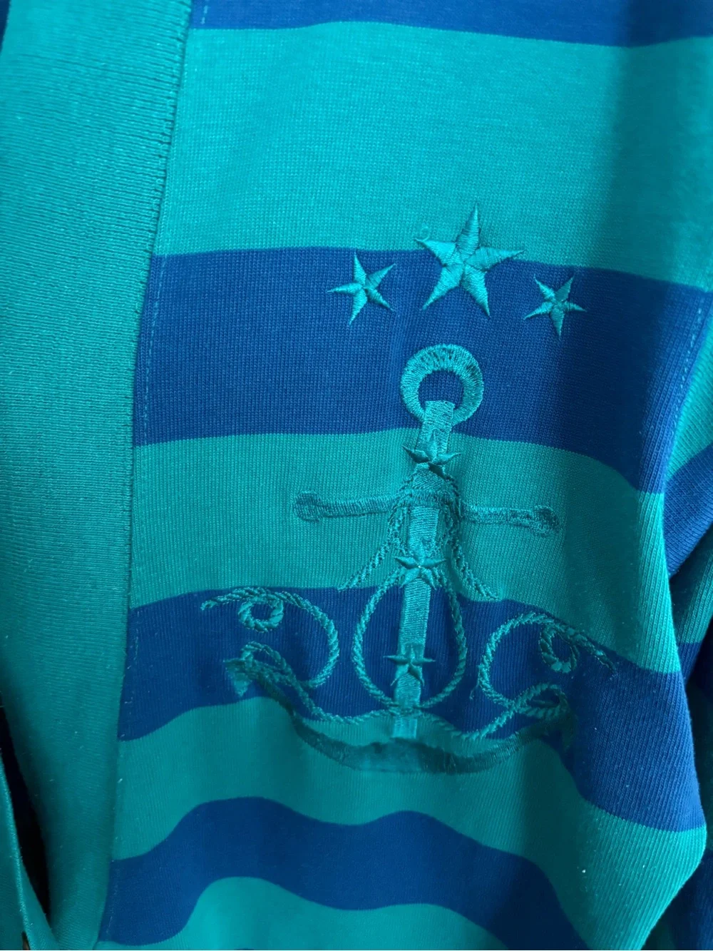 Vintage Nautical Anchor Embroidered Striped Cardigan